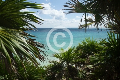 tulum ruins, view of the caribean sea and its wonderful beach