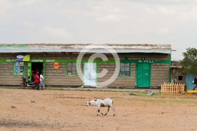 typical village on the road to masai mara in kenya